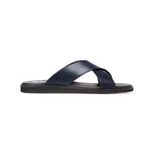 BOSS Mens Navy Cross Straps Darrel Toe Slip On Leather Slide Sandals Shoes 46